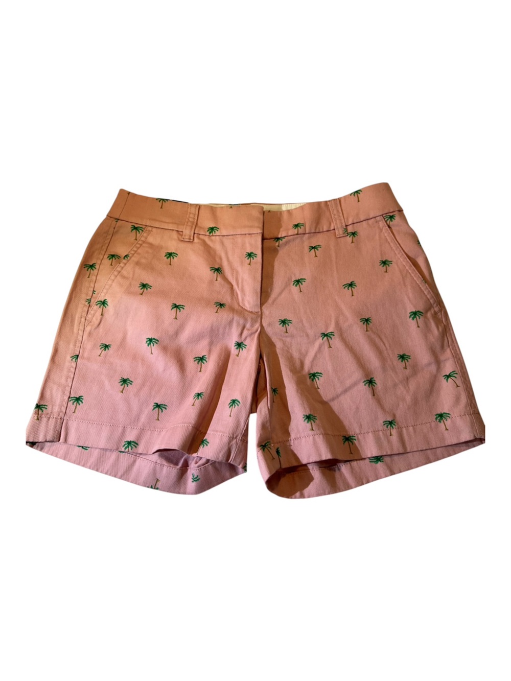J.Crew Pink Palm Tree Print Chino Shorts Size 0 NWT Preppy Coastal Summer